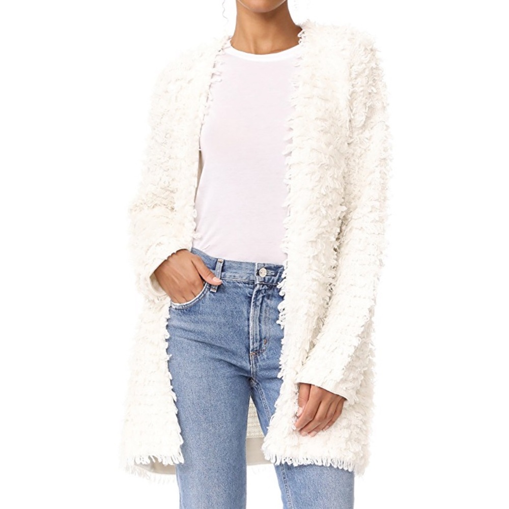 Joie Marcilee Long Textured Cream Knit Cardigan